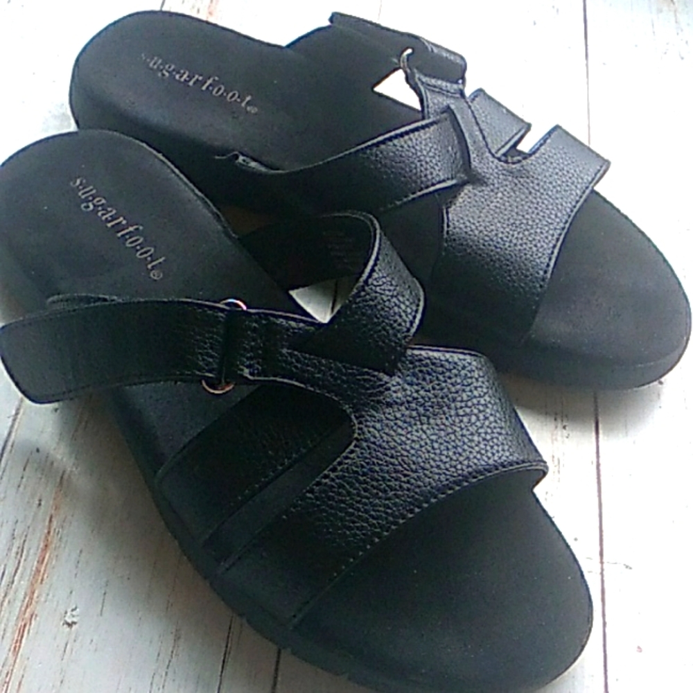 Sugarfoot Black Slide Sandals with Adjustable Strap